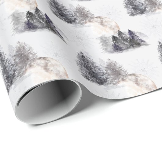 Waterverf Wintervakantie Patroon Cadeaupapier (Rol Hoek)