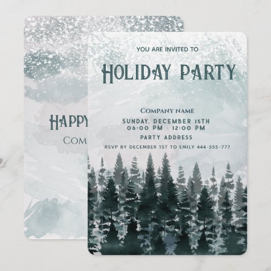 Waterverf wintervakantiebedrijf kaart (Voorkant / Achterkant)