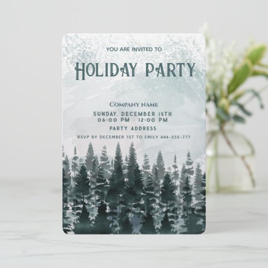 Waterverf wintervakantiebedrijf kaart (Staand voorkant)