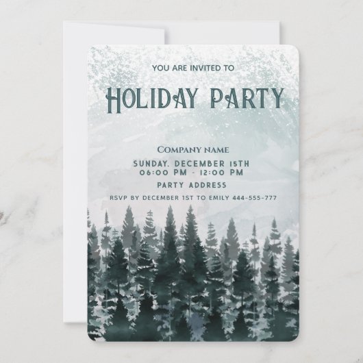 Waterverf wintervakantiebedrijf kaart (Voorkant)