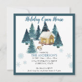 Waterverf wintervakantiehuis voor bossen kaart (Voorkant)