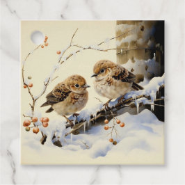 Waterverf wintervogeltakken Bedankjes Labels