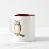 Waterverf Wise Owl op Branch Collectible Tweekleurige Koffiemok (Voorkant links)