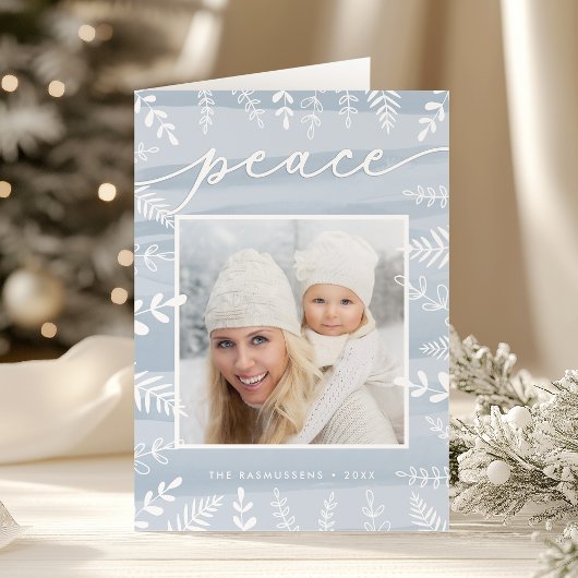 Waterverf Wish | Folded Holiday Foto Feestdagen Kaart