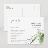 Waterverf Wispy Botanical Modern Vrijgezellenfeest Briefkaart (Voorkant / Achterkant)