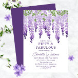 Waterverf Wisteria 50 en Fabulous Floral Chic Kaart<br><div class="desc">Waterverf Wisteria 50 & Fabulous Floral Chic heeft elegante waterverf wisteria bloemen in zacht lavendel en paars met groene bladeren op een witte achtergrond met hieronder de informatie over je vijftigste verjaardag. Personaliseer door de tekst in de verstrekte tekstvakjes uit te geven. Ontworpen voor u door ©Evco Studio www.zazzle.com/store/evcostudio</div>