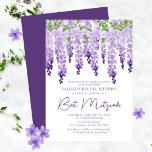 Waterverf Wisteria | Bat Mitzvah Kaart<br><div class="desc">Waterverf Wisteria | Bat Mitzvah Uitnodiging Dit ontwerp bevat elegante waterverf wisteria-bloemen in zacht lavendel en paars met groene bladeren op een witte achtergrond met de onderstaande informatie over de uitnodiging van Bat Mitzvah. Personaliseer door de tekst in de tekstvakjes uit te geven. Ontworpen voor u door Evco Studio www.zazzle.com/store/evcostudio...</div>