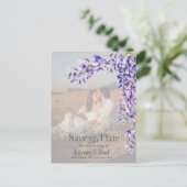 Waterverf Wisteria Bewaar de datum Foto Briefkaart (Staand voorkant)