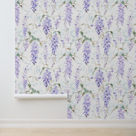 Waterverf Wisteria Bloem Paarse Blauwe Bloem Behang