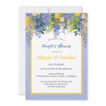 Waterverf Wisteria Bloemen Bruidspaar Shower