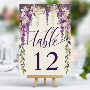 Waterverf Wisteria Bloemrijke Calligrafie Bruiloft Kaart