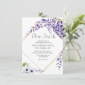 Waterverf Wisteria Blooms QR Code Wedding Informatiekaartje (Staand voorkant)