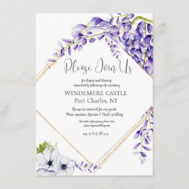 Waterverf Wisteria Blooms QR Code Wedding Informatiekaartje