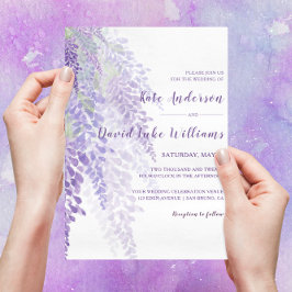 Waterverf Wisteria Blooms Romantic Wedding Kaart