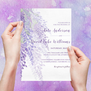 Waterverf Wisteria Blooms Romantic Wedding Kaart