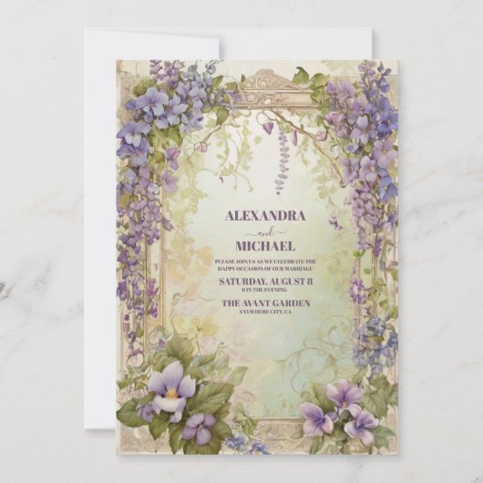 Waterverf Wisteria Blooms Romantic Wedding Kaart (Voorkant)