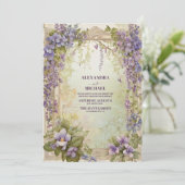 Waterverf Wisteria Blooms Romantic Wedding Kaart (Staand voorkant)