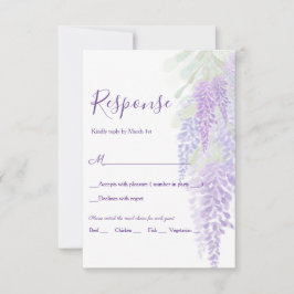 Waterverf Wisteria Blooms Romantic Wedding RSVP Kaartje