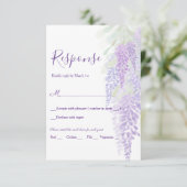 Waterverf Wisteria Blooms Romantic Wedding RSVP Kaartje (Staand voorkant)