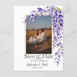 Waterverf Wisteria Blooms Save the Date Foto Briefkaart
