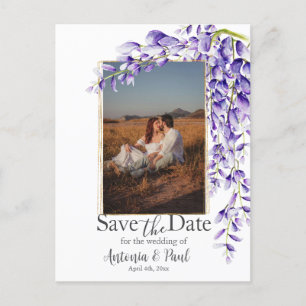 Waterverf Wisteria Blooms Save the Date Foto Briefkaart