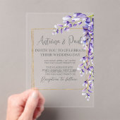 Waterverf Wisteria Blooms Wedding Acryl Uitnodigingen (Insitu (Draagbaar))