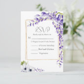 Waterverf Wisteria Blooms Wedding RSVP Kaartje (Staand voorkant)