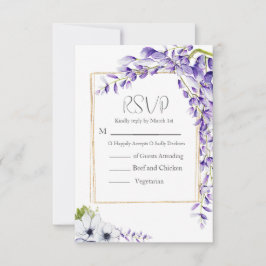 Waterverf Wisteria Blooms Wedding RSVP Kaartje