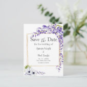 Waterverf Wisteria Blooms Wedding Save the Date Briefkaart (Staand voorkant)