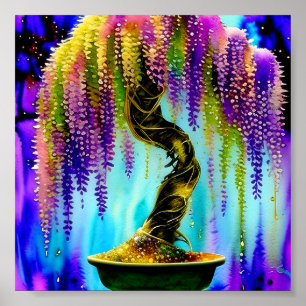 Waterverf wisteria bonsai poster
