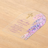 Waterverf Wisteria Boog Eerste Communie Acryl Uitnodigingen (Laagn)