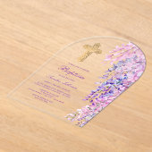 Waterverf Wisteria Boogdoop Acryl Uitnodigingen (Laagn)