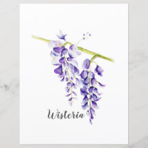 Waterverf Wisteria Botanical Scrapbook Paper