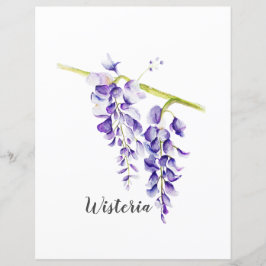 Waterverf Wisteria Botanical Scrapbook Paper