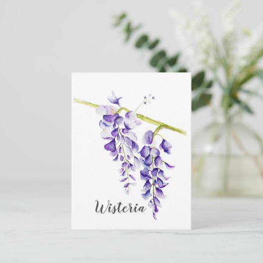 Waterverf Wisteria Botanisch Briefkaart (Staand voorkant)