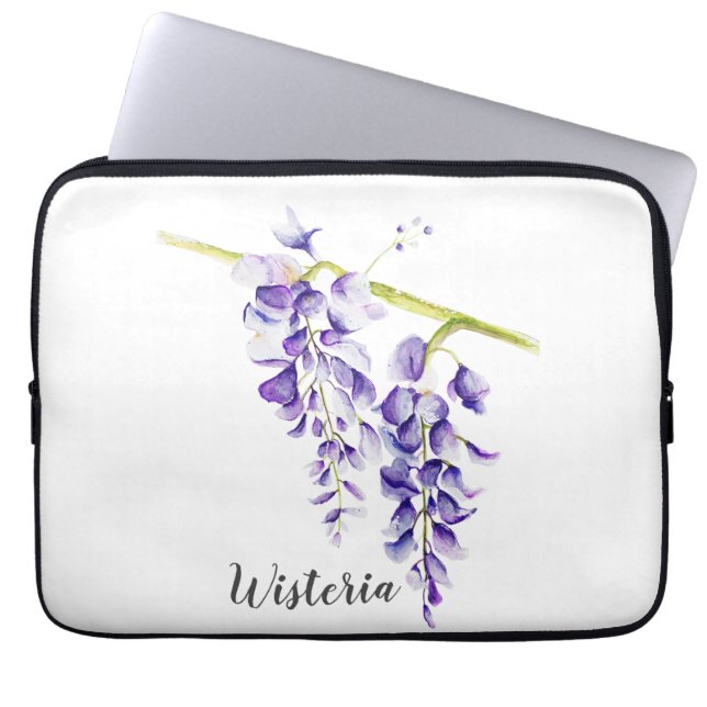 Waterverf Wisteria Botanisch Laptop Sleeve (Voorkant)