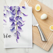 Waterverf Wisteria Botanisch Theedoek (Quarter Fold)