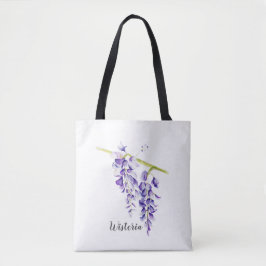 Waterverf Wisteria Botanisch Wenskaart Tote Bag