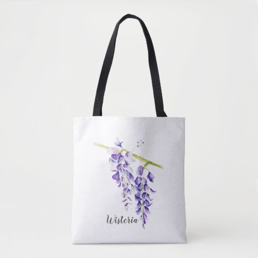 Waterverf Wisteria Botanisch Wenskaart Tote Bag (Voorkant)