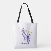 Waterverf Wisteria Botanisch Wenskaart Tote Bag (Achterkant)