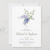 Waterverf Wisteria Bouquet Wedding Invitation Kaart (Voorkant)