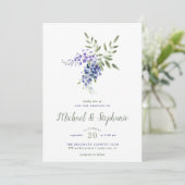 Waterverf Wisteria Bouquet Wedding Invitation Kaart (Staand voorkant)