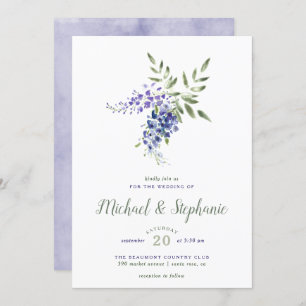 Waterverf Wisteria Bouquet Wedding Invitation Kaart