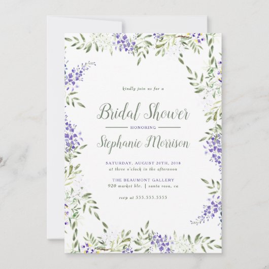Waterverf Wisteria Bruidsdouche Uitnodiging (Voorkant)