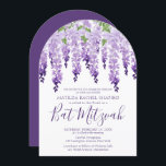 Waterverf Wisteria Corporate Logo | Bat Mitzvah Kaart<br><div class="desc">Waterverf Wisteria Corporate Logo | Bat Mitswa Invitation heeft sierlijke waterverf wisteria-bloemetjes in zacht lavendel en paarse met groene bladeren op een witte achtergrond met je Bat Mitswa Invitation-informatie hieronder. Personaliseer door de tekst in de tekstvakken te bewerken. Voeg uw Corporate Logo toe aan de achterkant van het ontwerp. Ontworpen...</div>