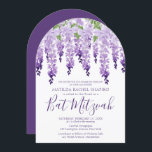 Waterverf Wisteria Corporate Logo | Bat Mitzvah Kaart<br><div class="desc">Waterverf Wisteria Corporate Logo | Bat Mitswa Invitation heeft sierlijke waterverf wisteria-bloemetjes in zacht lavendel en paarse met groene bladeren op een witte achtergrond met je Bat Mitswa Invitation-informatie hieronder. Personaliseer door de tekst in de tekstvakken te bewerken. Voeg uw Corporate Logo toe aan de achterkant van het ontwerp. Ontworpen...</div>