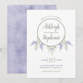 Waterverf Wisteria Drop Huwelijksuitnodiging Kaart (Voorkant / Achterkant)