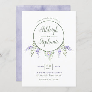 Waterverf Wisteria Drop Wedding Uitnodiging