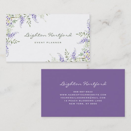 Waterverf Wisteria en Greenery Visitekaartje (Voorkant / Achterkant)