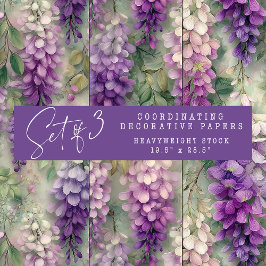 WATERVERF WISTERIA FLORAL DECORATIEF PAPIER SET INPAKPAPIER VEL